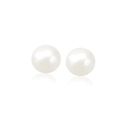 14k Yellow Gold Freshwater Cultured White Pearl Stud Earrings (8.0 mm) by Bids.com