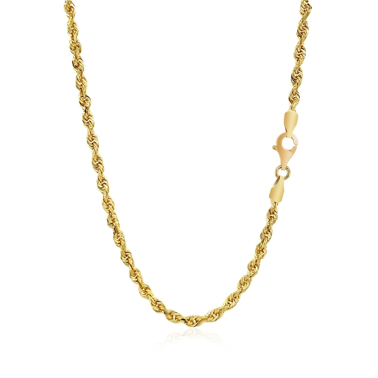 3.0mm 14k Yellow Gold Solid Diamond Cut Rope Chain by Bids.com