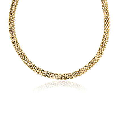 14k Yellow Gold Fancy Polished Multi-Row Panther Link Necklace by Bids.com