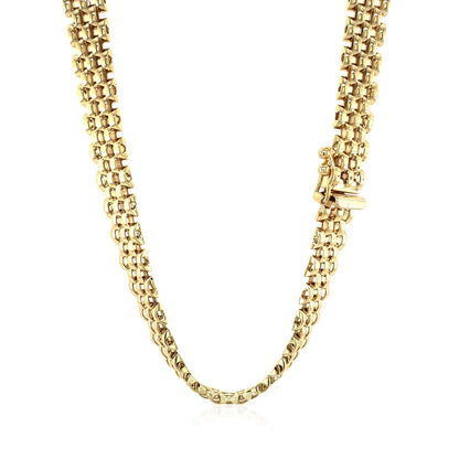 14k Yellow Gold Fancy Polished Multi-Row Panther Link Necklace by Bids.com