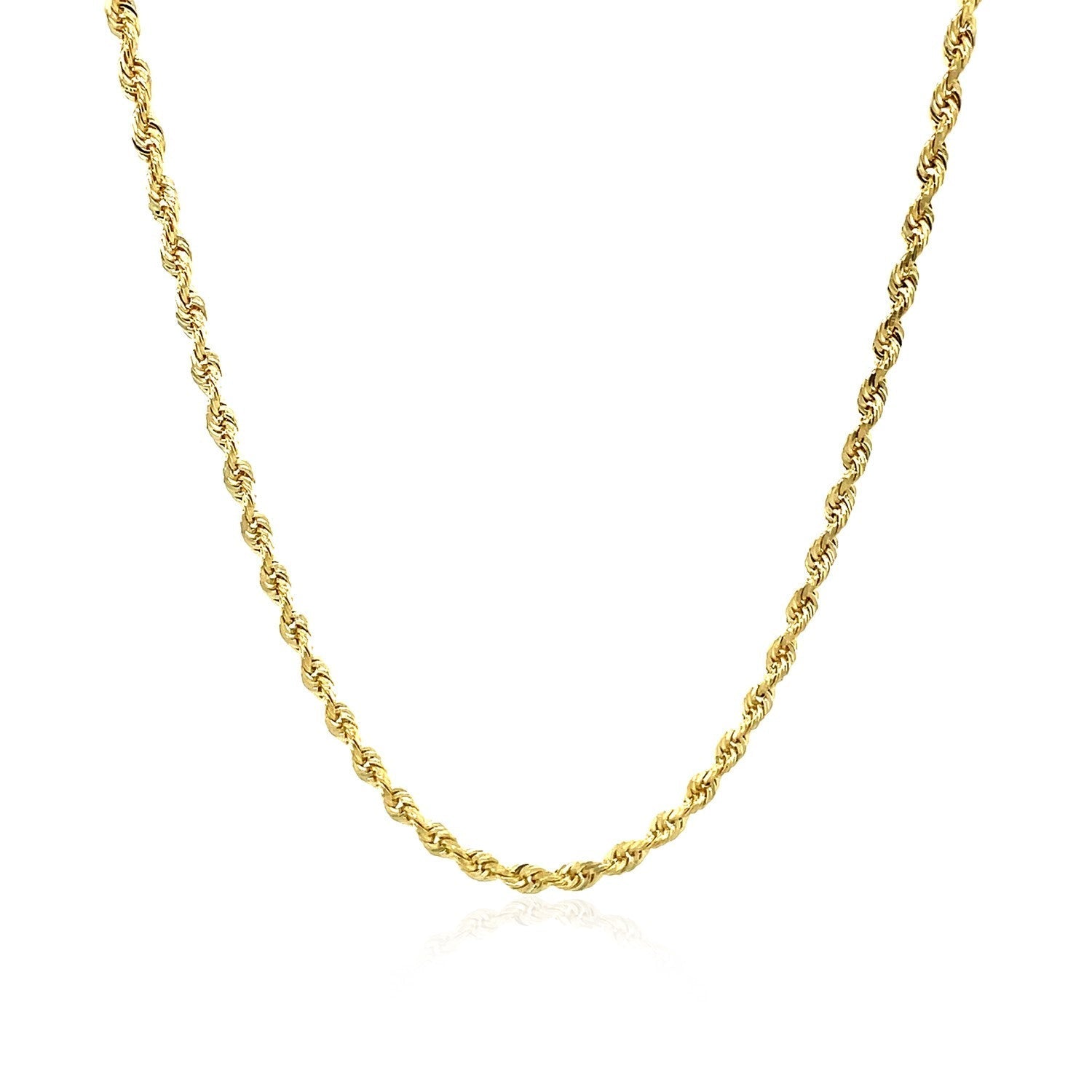 2.5mm 10k Yellow Gold Solid Diamond Cut Rope Chain 