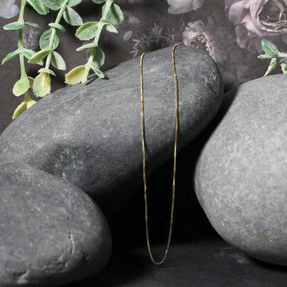 14k Yellow Gold Classic Box Chain 0.6mm - DestGlow