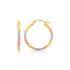 14k Tri-Color Textured Hoop Earrings (2x22mm) 