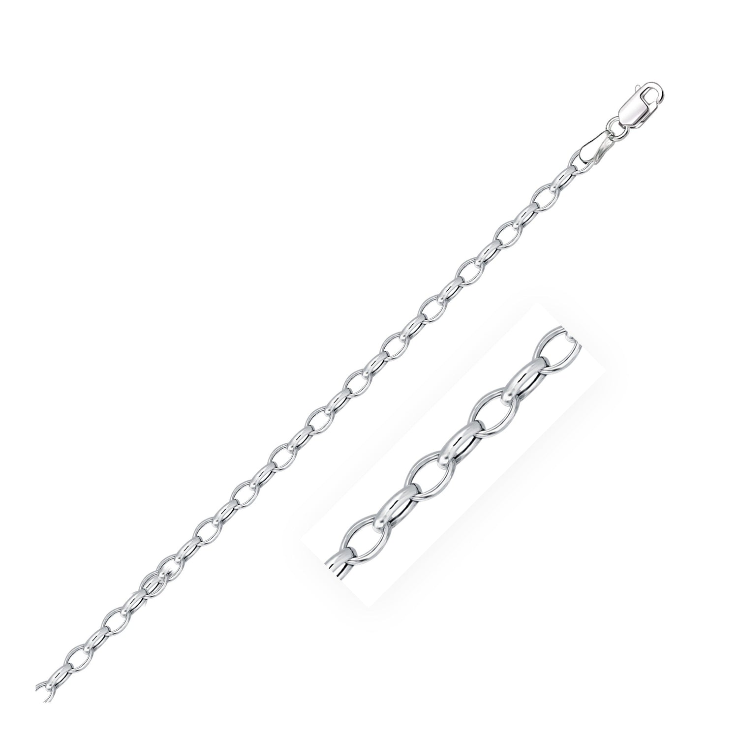 3.2mm 14k White Gold Oval Rolo Chain by Bids.com