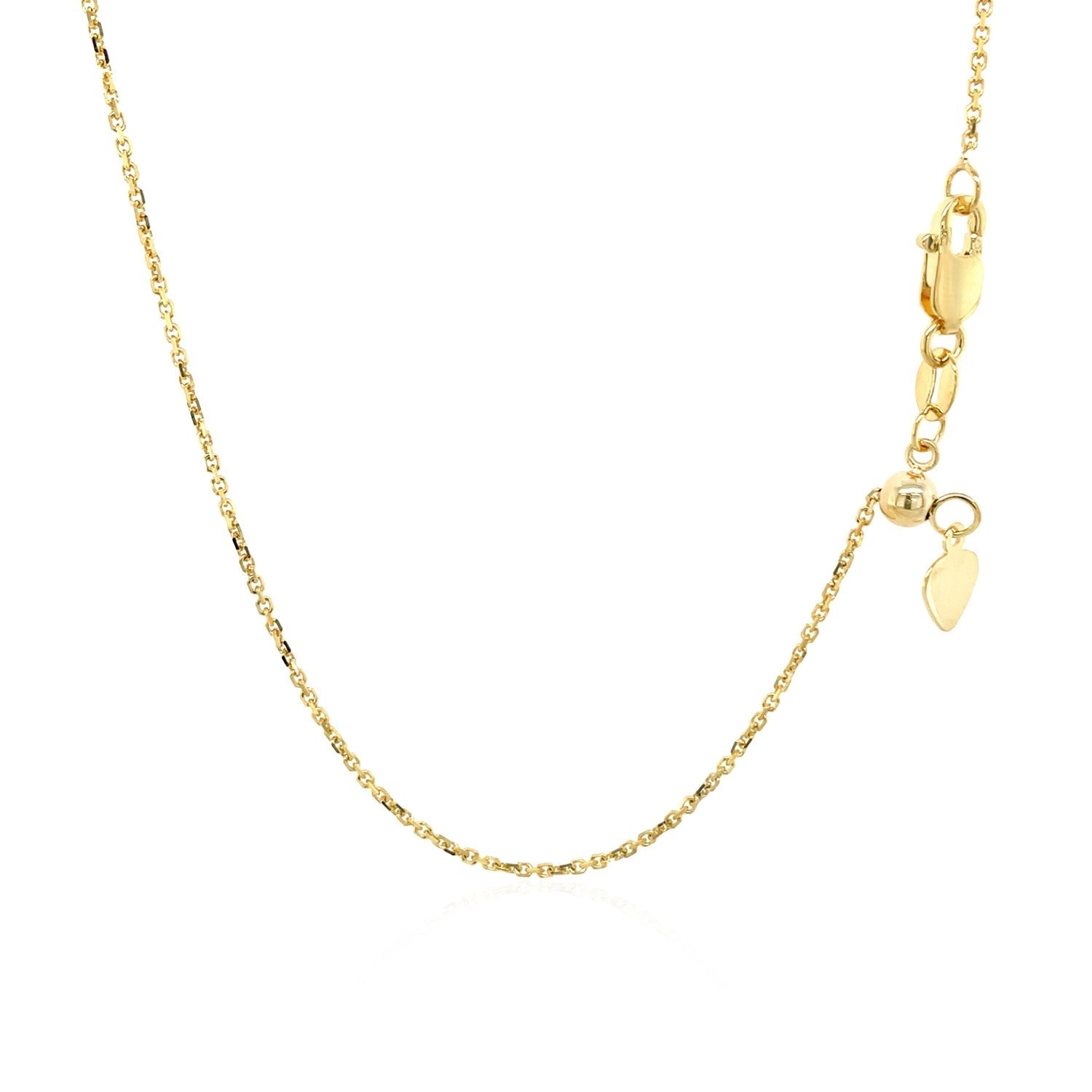 10k Yellow Gold Adjustable Cable Chain (1.10 mm) - DestGlow