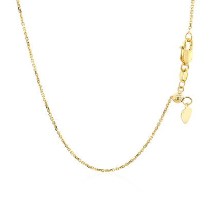 10k Yellow Gold Adjustable Cable Chain 0.9mm  DestGlow