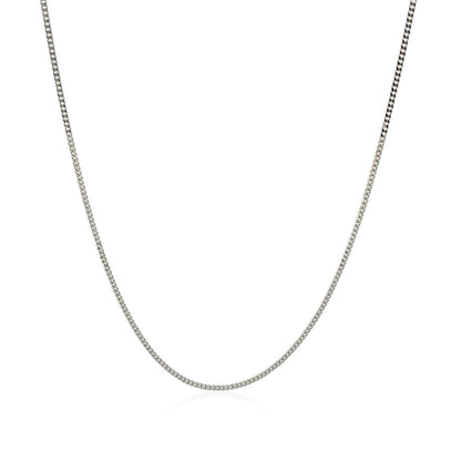 14k White Gold Gourmette Chain 1.0mm (1.00 mm) - DestGlow