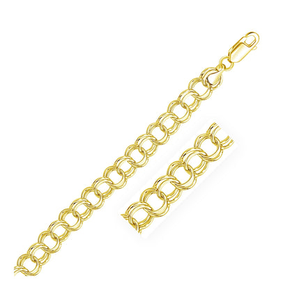 9.0 mm 14k Yellow Gold Solid Double Link Charm Bracelet  DestGlow