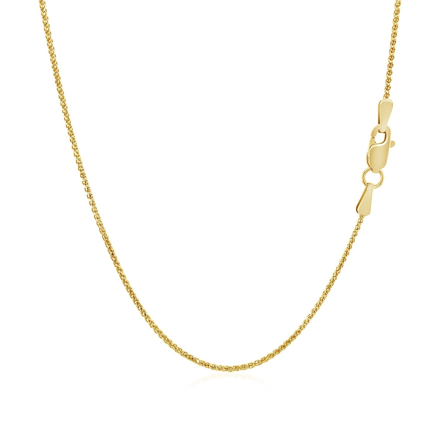 14k Yellow Gold Diamond Cut Round Wheat Chain 1.0mm by Bids.com