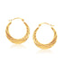 14k Yellow Gold Textured Graduated Twist Hoop Earrings 