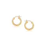 14k Yellow Gold Hoop Earring with Diamond-Cut Finish (3x20mm) - earrings
