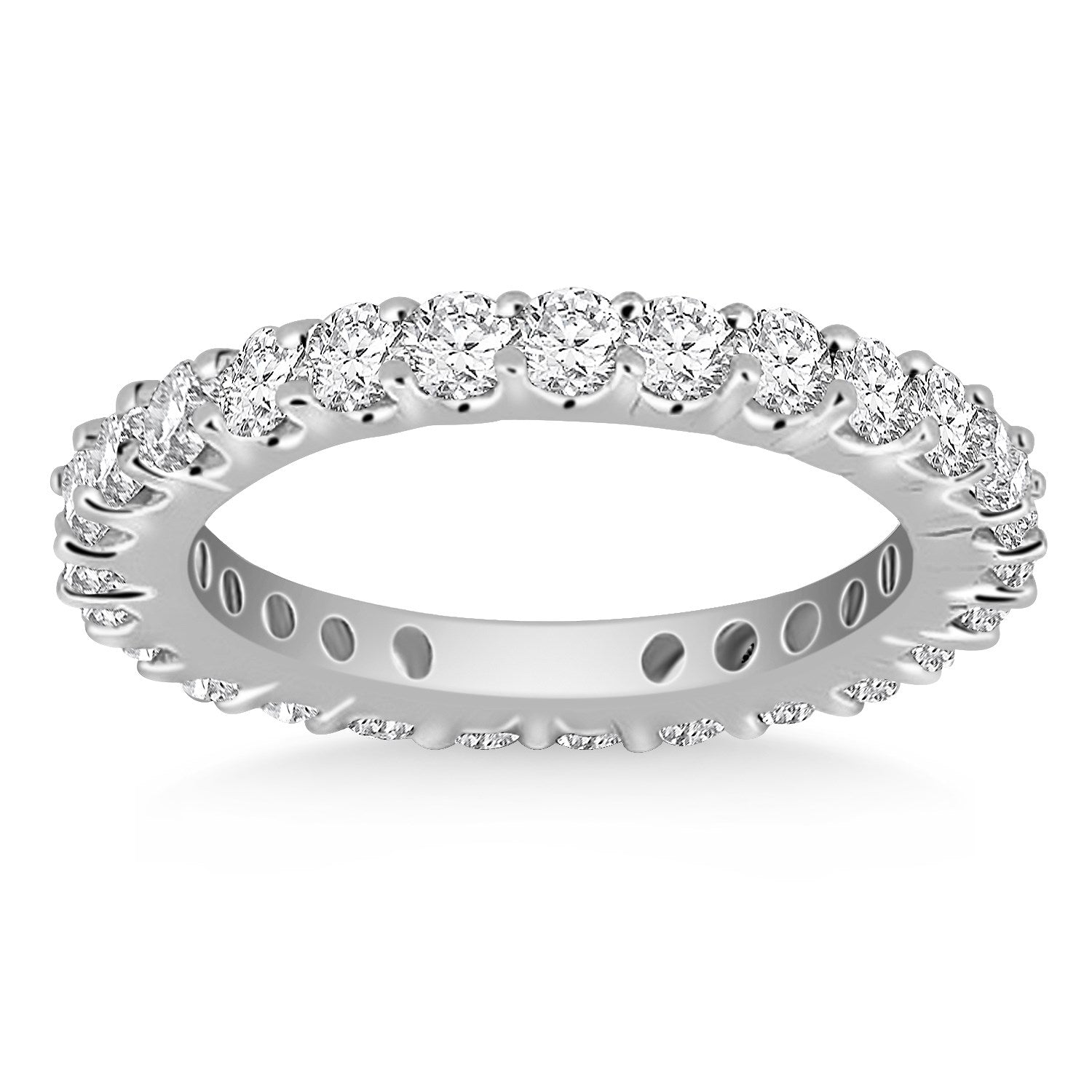 14k White Gold Common Prong Round Diamond Eternity Ring by Bids.com