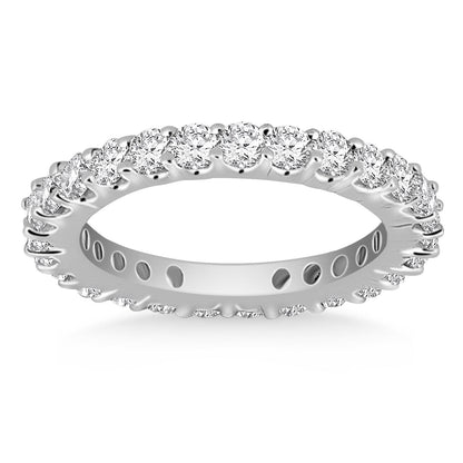 14k White Gold Common Prong Round Diamond Eternity Ring by Bids.com