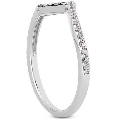 14k White Gold Fancy Zig Zag Pave Diamond Wedding Ring Band by Bids.com