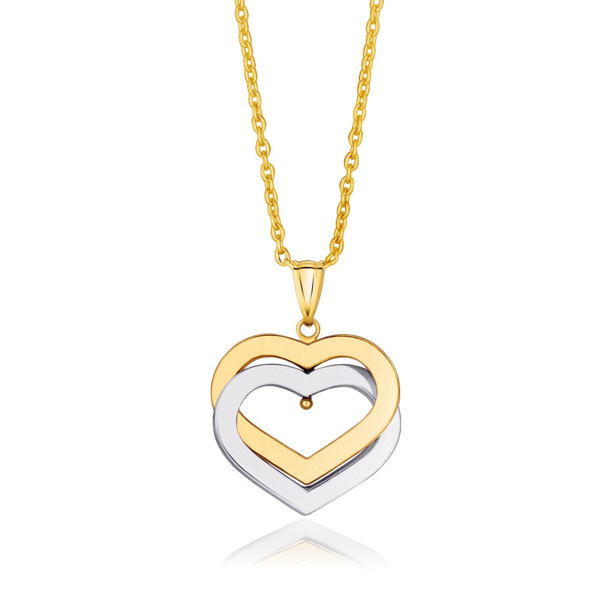 14k Two-Tone Gold Intertwined Hearts Pendant by Bids.com