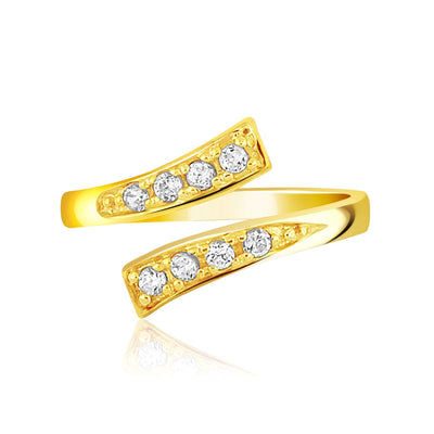 14k Yellow Gold Contemporary Cubic Zirconia Accented Toe Ring - rings