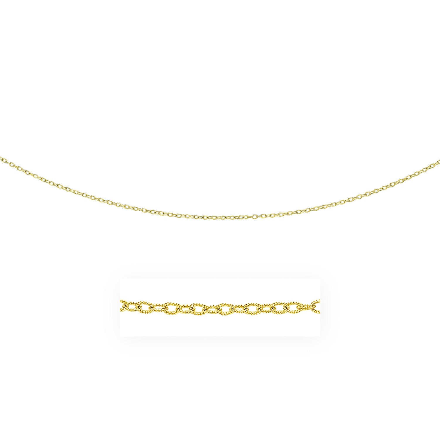 14k Yellow Gold Pendant Chain with Textured Links (2.50 mm)