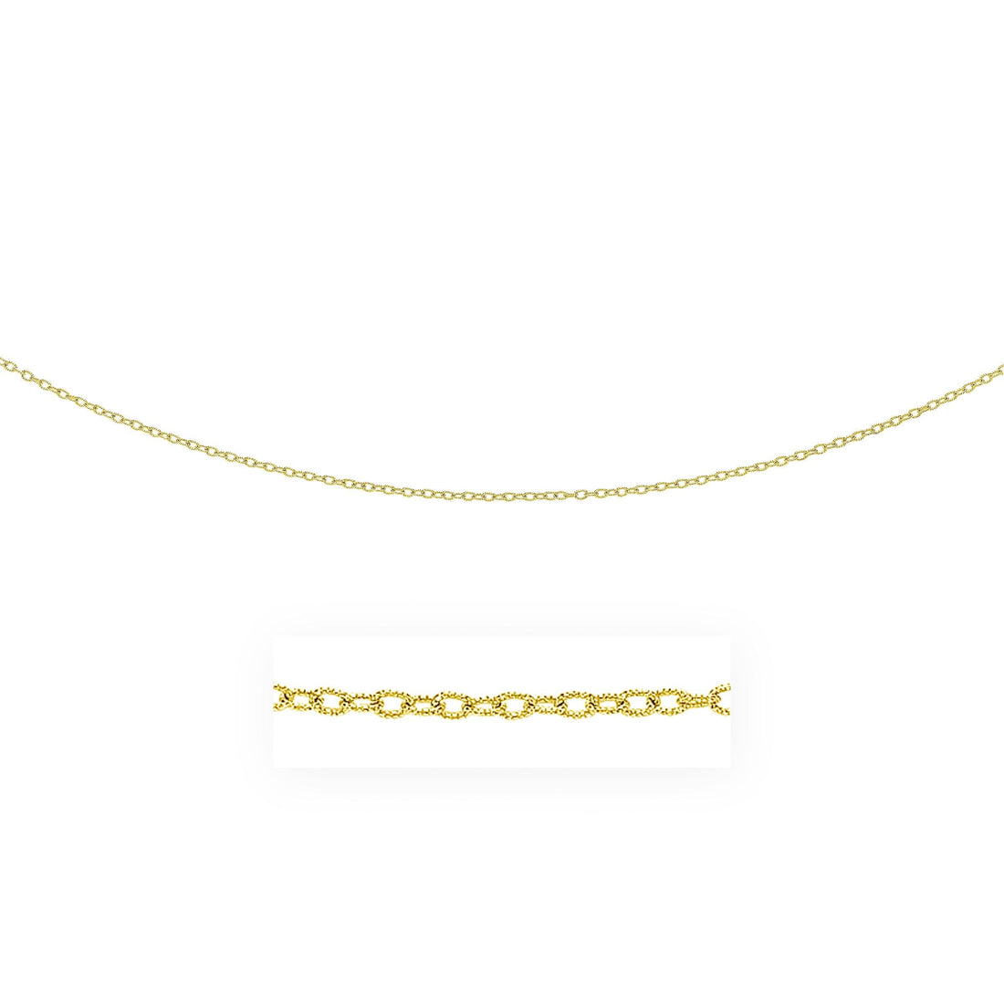 14k Yellow Gold Pendant Chain with Textured Links (2.50 mm) 