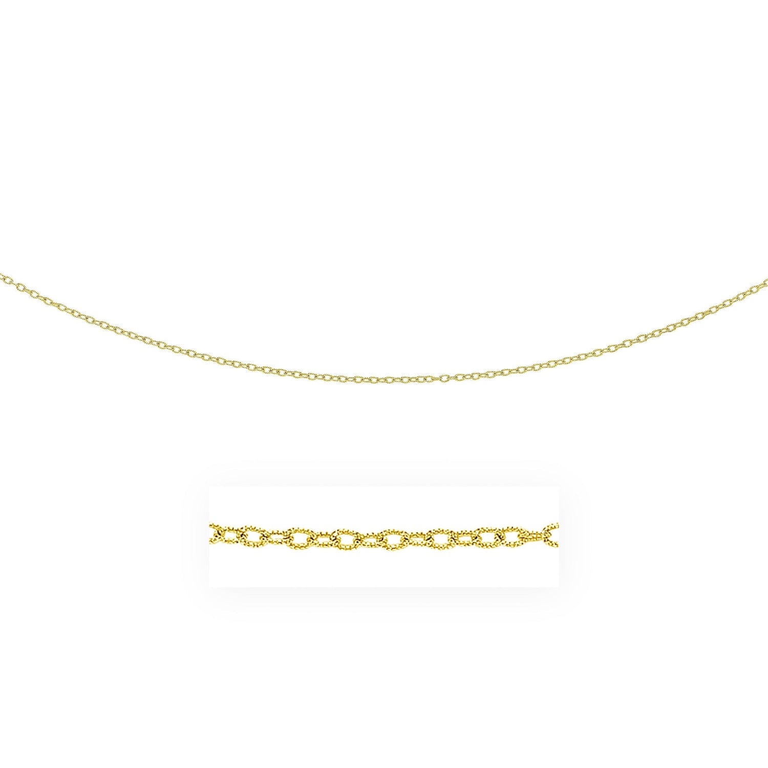 14k Yellow Gold Pendant Chain with Textured Links (2.50 mm) 