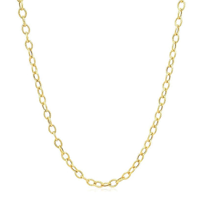 14k Yellow Gold Pendant Chain with Textured Links (2.50 mm)