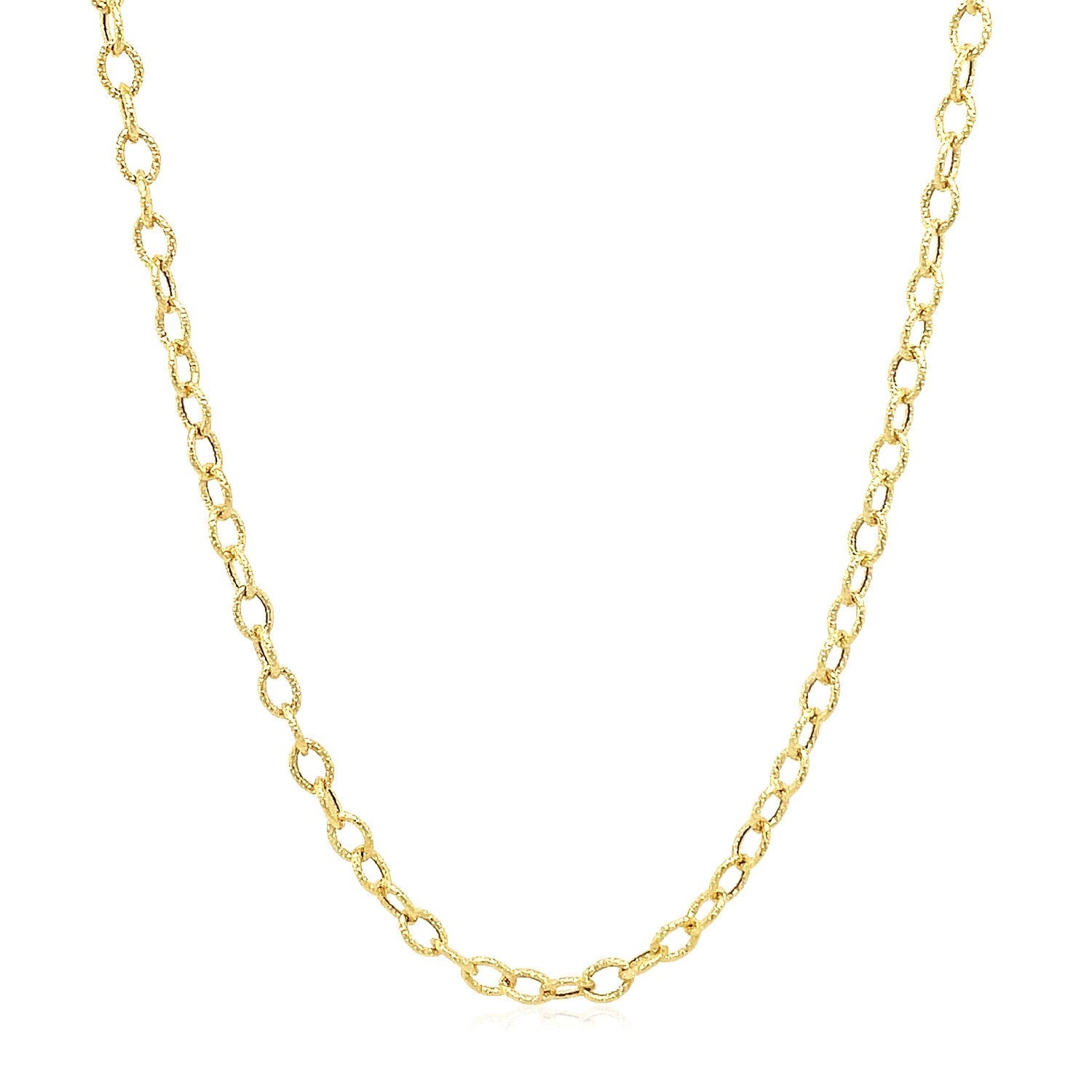 14k Yellow Gold Pendant Chain with Textured Links (2.50 mm) 