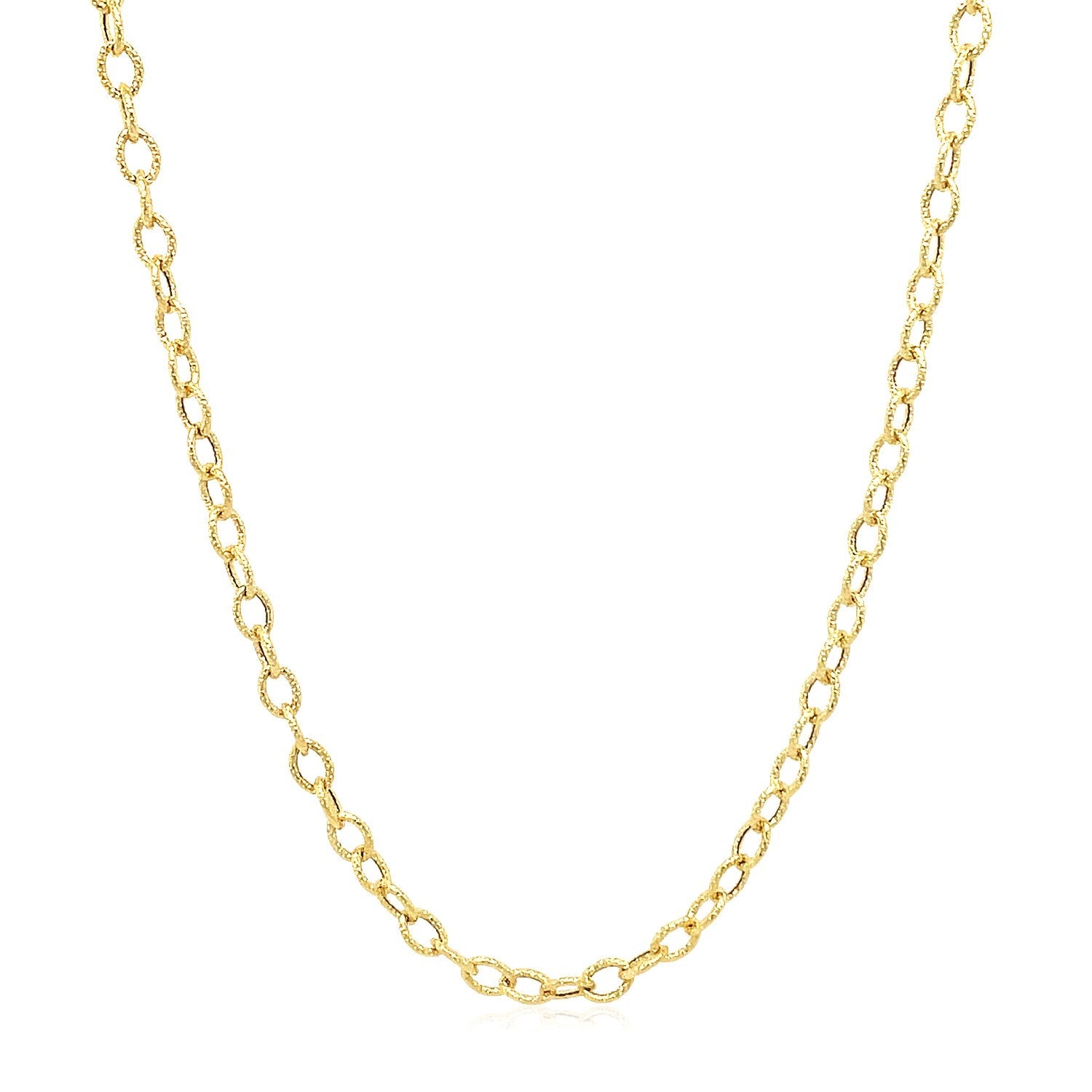 2.5mm 14k Yellow Gold Pendant Chain with Textured Links by Bids.com