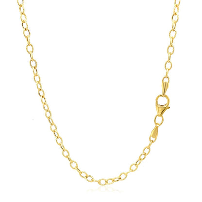 2.5mm 14k Yellow Gold Pendant Chain with Textured Links by Bids.com