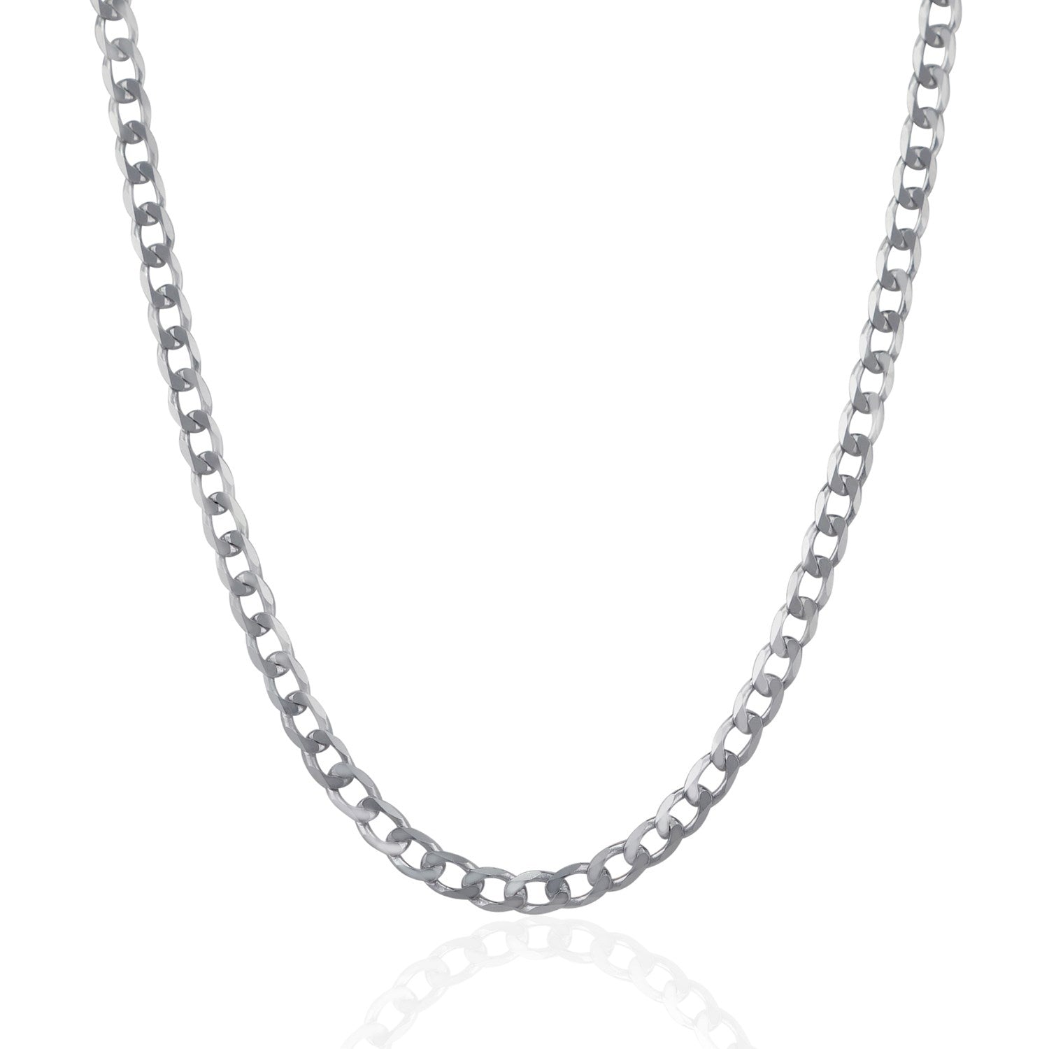 Rhodium Plated 4.7mm Sterling Silver Curb Style Chain by Bids.com