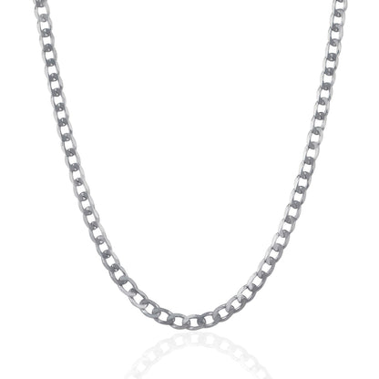 Rhodium Plated 4.7mm Sterling Silver Curb Style Chain by Bids.com