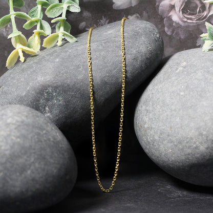 14k Yellow Gold Diamond Cut Cable Link Chain 1.4mm by Bids.com