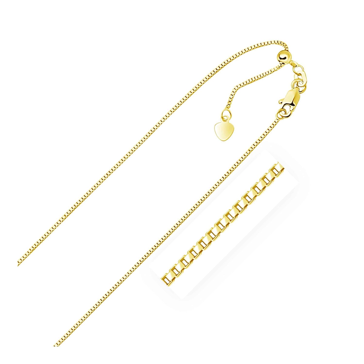 10k Yellow Gold Adjustable Box Chain 0.85mm
