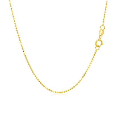 14k Yellow Gold Diamond-Cut Bead Chain 1.0mm by Bids.com