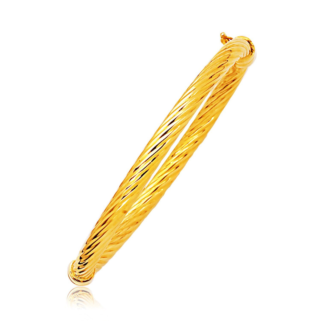 14k Yellow Gold Polished Cable Motif Bangle by Bids.com