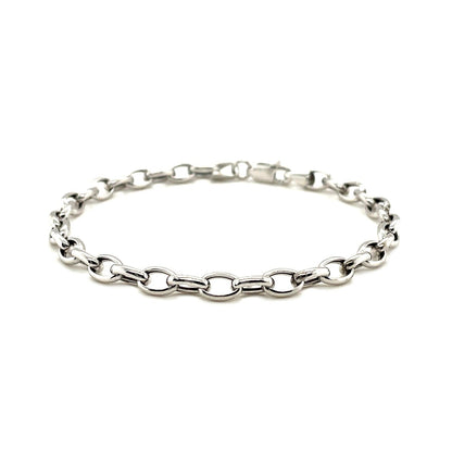 4.6mm 14k White Gold Oval Rolo Bracelet  DestGlow