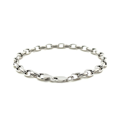 4.6mm 14k White Gold Oval Rolo Bracelet  DestGlow