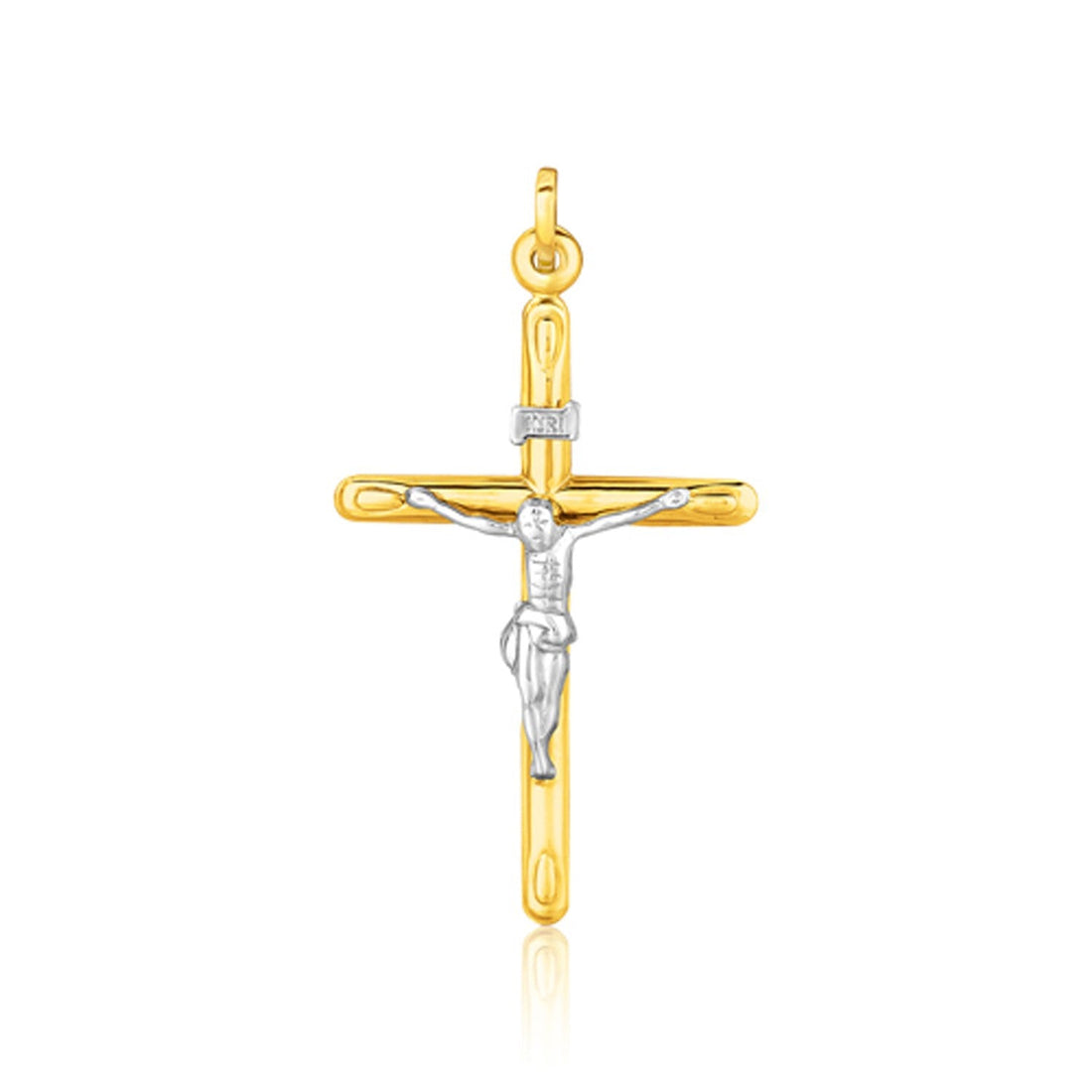 14k Two Tone Gold Cross Pendant - necklaces