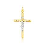 14k Two Tone Gold Cross Pendant - necklaces