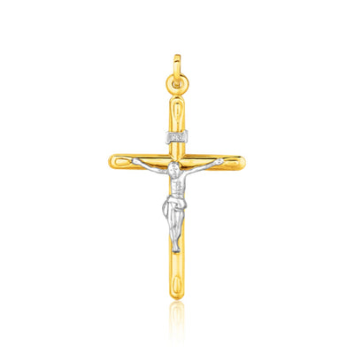 14k Two Tone Gold Cross Pendant - necklaces