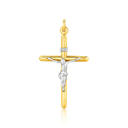 14k Two Tone Gold Cross Pendant - necklaces
