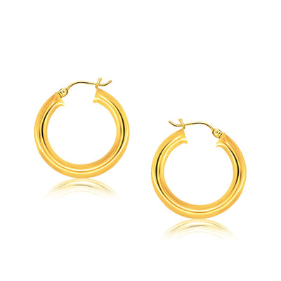 14k Yellow Gold Polished Hoop Earrings (5x30 mm) - earrings