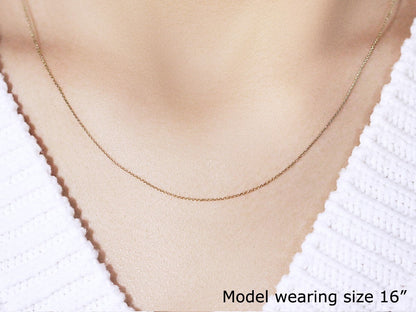 14k Yellow Gold Cable Link Chain (0.50 mm) - DestGlow