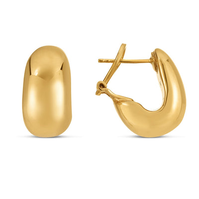 14k Yellow Gold Fancy Omega Hoops - accessories