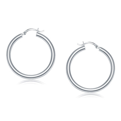 14k White Gold Polished Hoop Earrings (40 mm) by Bids.com