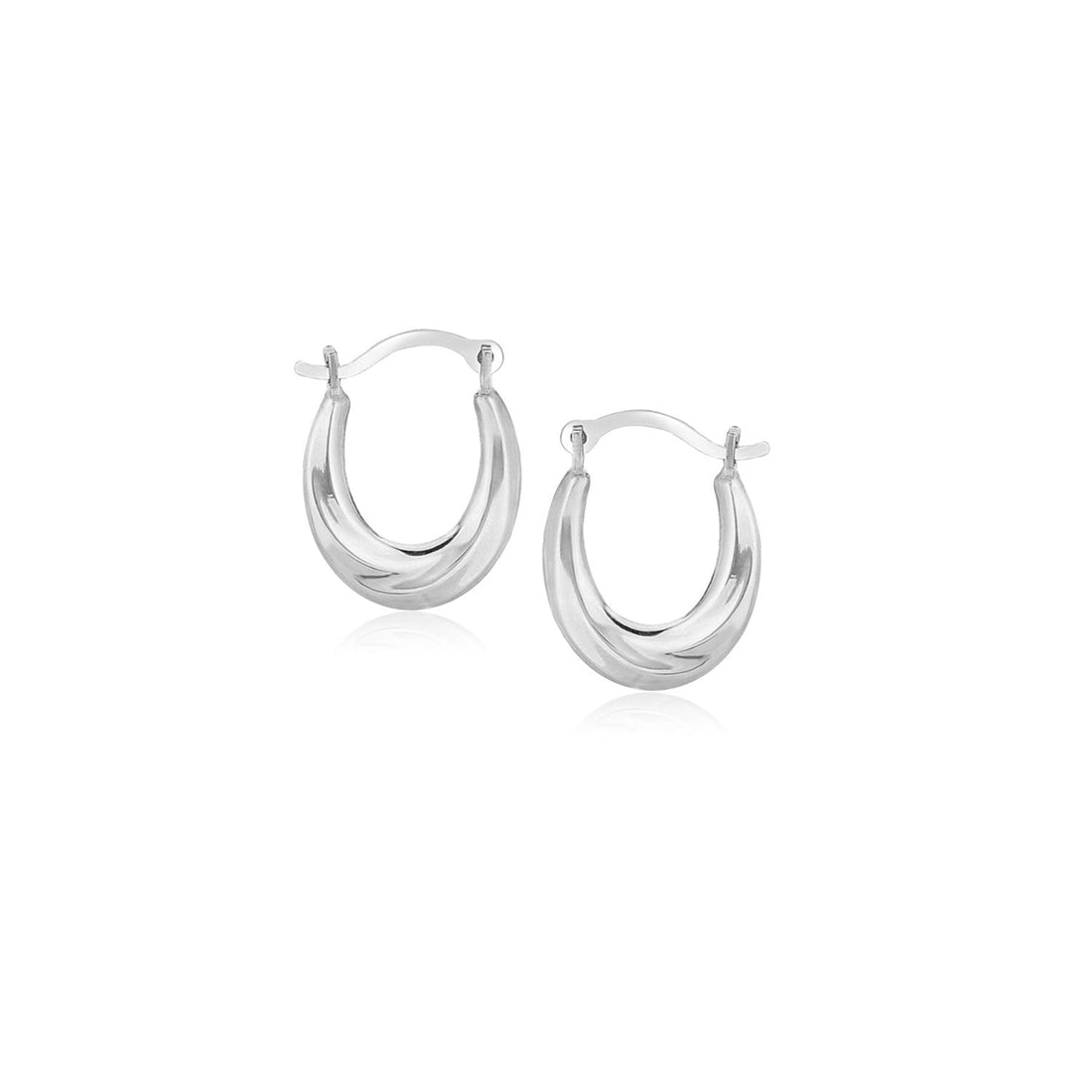 10k White Gold Oval Hoop Earrings - earrings