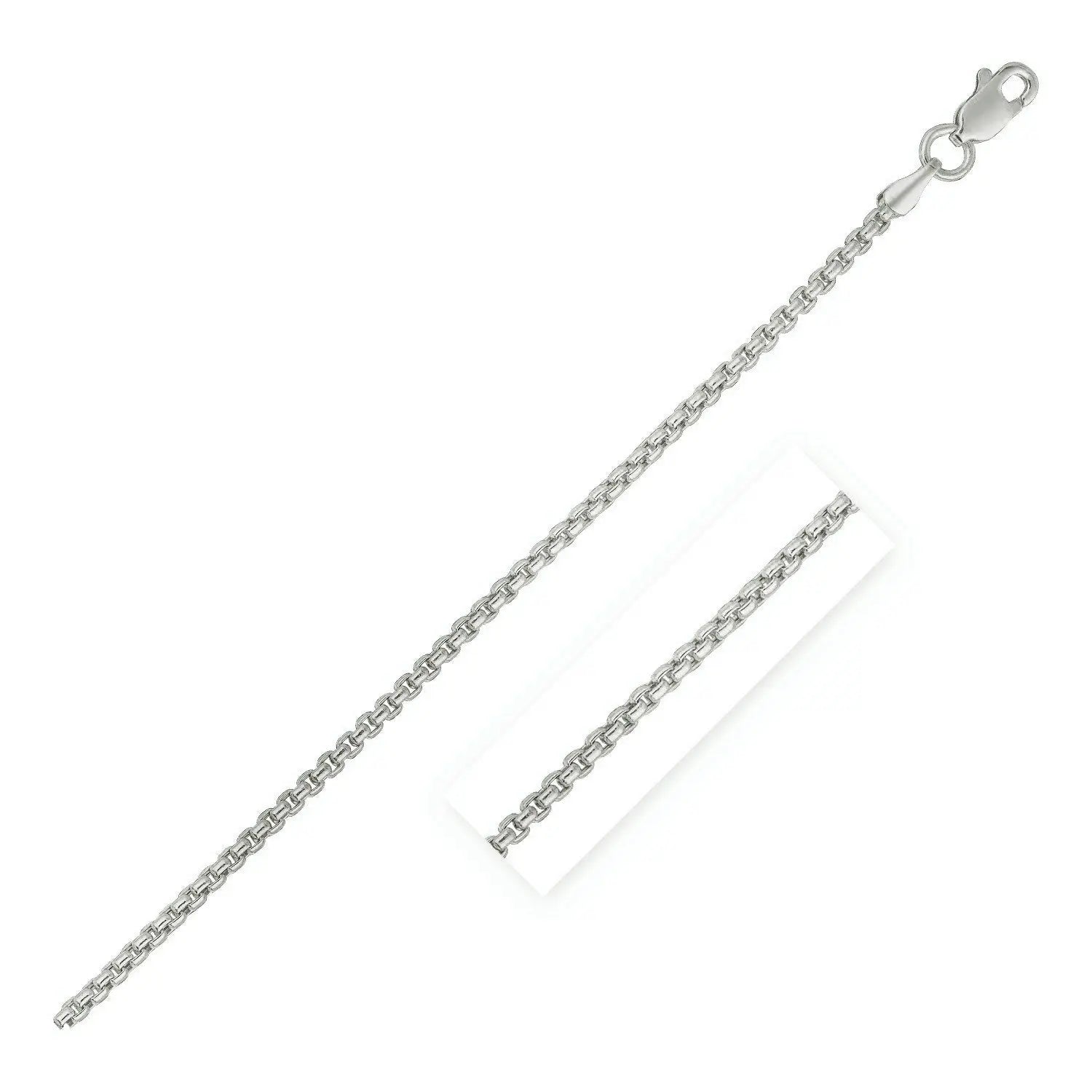 14k White Gold Round Box Chain 1.35 mm 