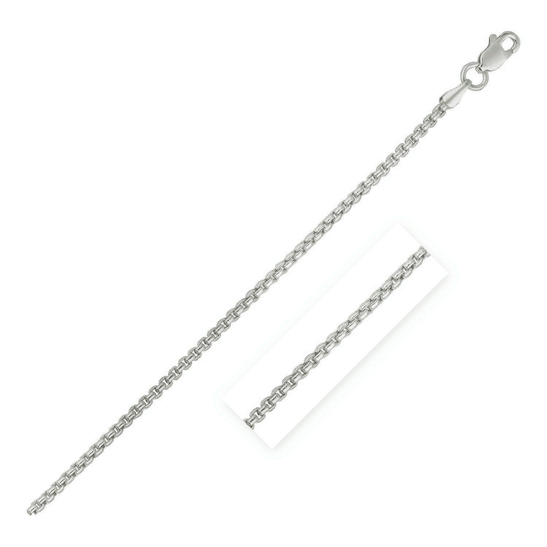 14k White Gold Round Box Chain (1.30 mm) by Avera Group