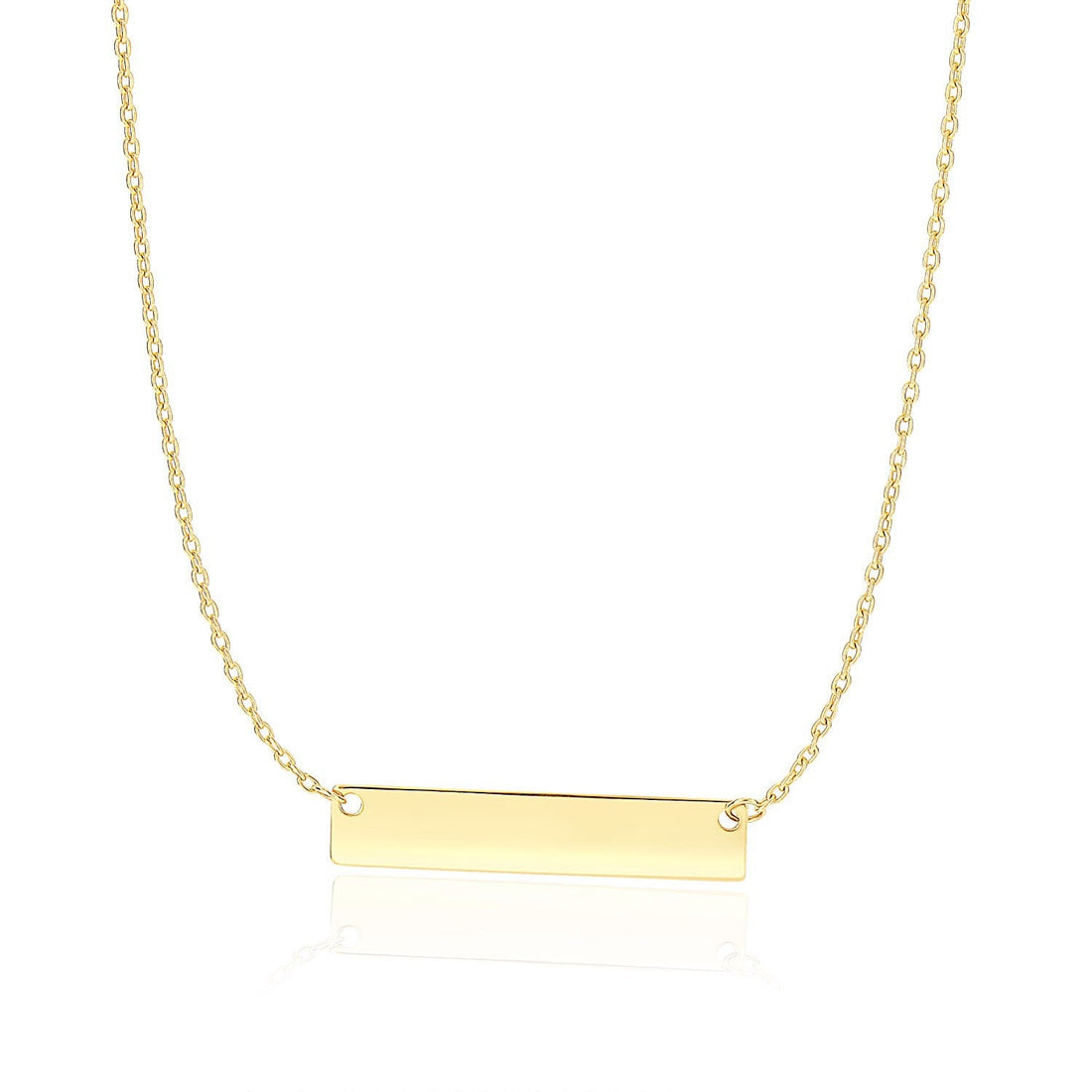 14k Yellow Gold Smooth Flat Horizontal Bar Style Necklace - necklaces