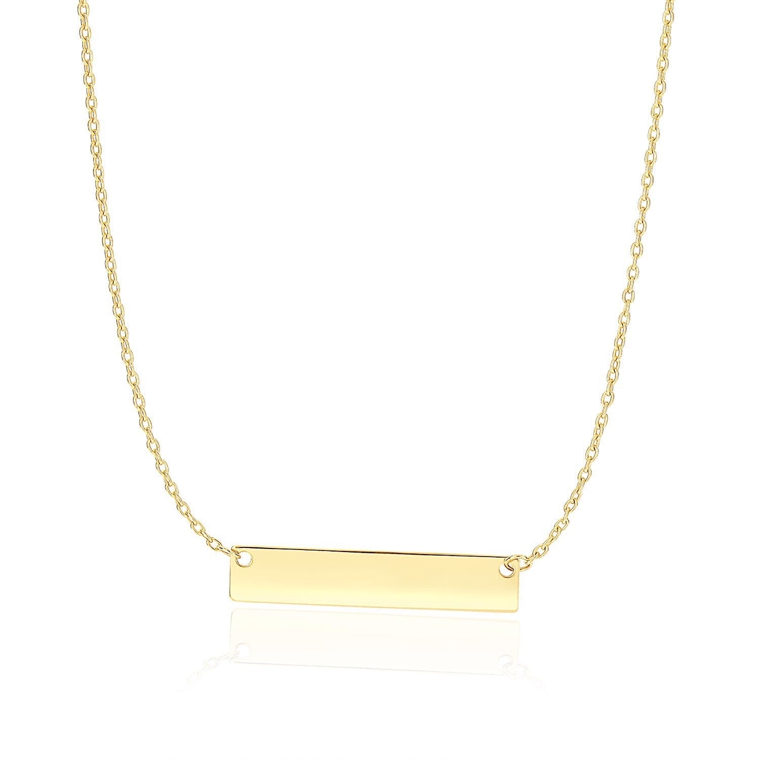 14k Yellow Gold Smooth Flat Horizontal Bar Style Necklace - necklaces