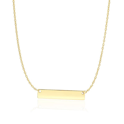 14k Yellow Gold Smooth Flat Horizontal Bar Style Necklace - necklaces