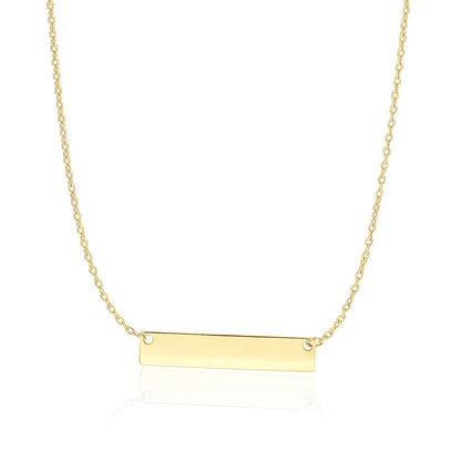 14k Yellow Gold Smooth Flat Horizontal Bar Style Necklace - necklaces